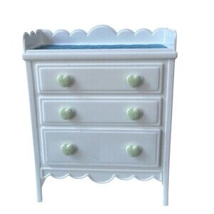 Barbie "Play All Day" 2004 White Dresser Heart Knobs Doll Furniture